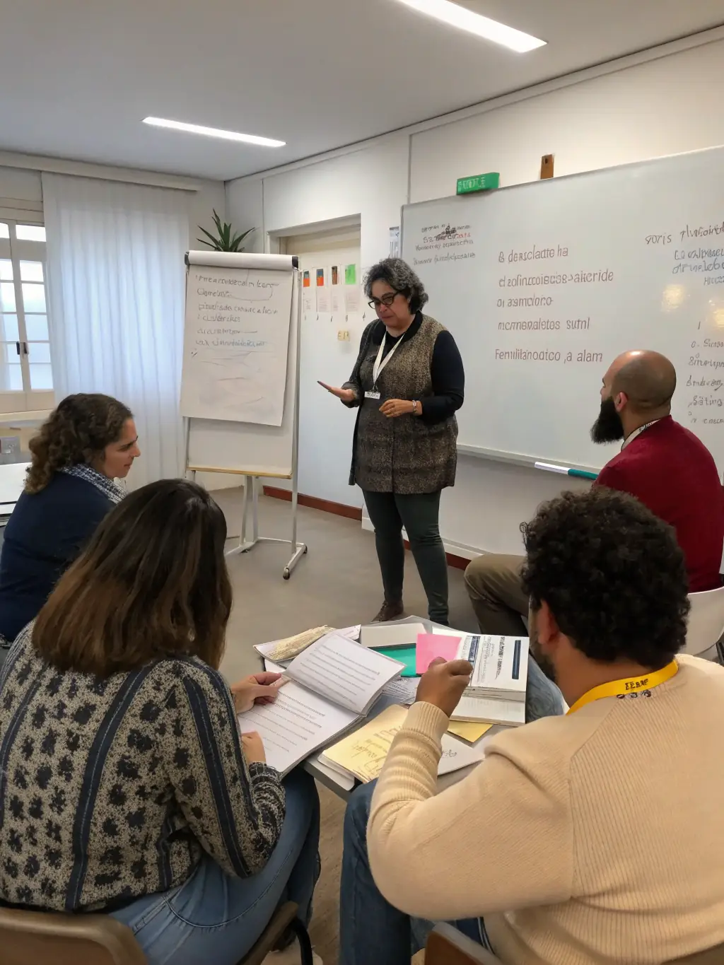 A facilitator leading a workshop on effective communication techniques, demonstrating active listening and clear messaging skills, reflecting The 29 Group's expertise.